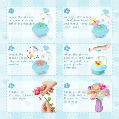 Kufanda Arts and Crafts for Kids 4-6, Toddler & Creative Fabric Flower Bouquets Toys for 4-8 Year Old Kids, for Granddaughters & Craft Lovers, Educational Fun DIY Activity Set - color: Blue