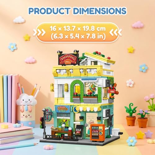 City Street View Building Blocks, Modular Architecture Model - color: Lemon