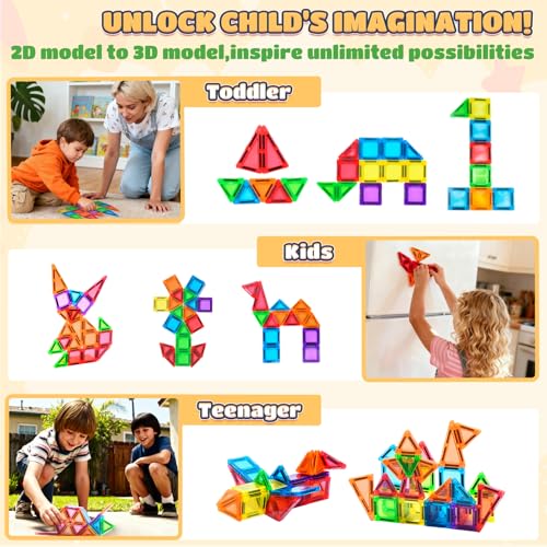MAGBLOCK 48PCS Mini Magnetic Tiles with Storage Box for Kids 3+ - size: 48pcs