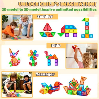 MAGBLOCK 48PCS Mini Magnetic Tiles with Storage Box for Kids 3+ - size: 48pcs