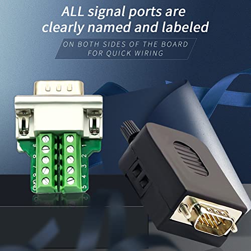 2PCS DB9 Male Solderless RS232 Terminal Breakout Connector - size: DB9 Male