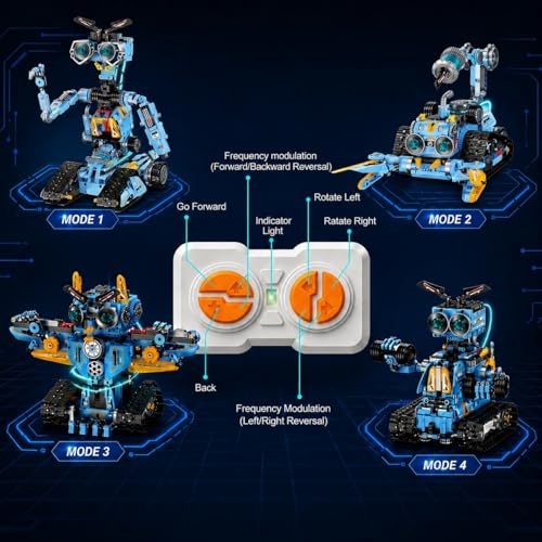 zinat 4-in-1 STEM Robot Building Kit with Remote Control, Multiple Robot Designs, Educational DIY Blocks Toy, Birthday for Kids 6-14 & Adults - 824Pcs