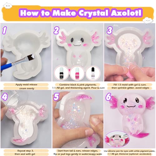 FUNSHOWCASE Taba Squishy Maker Big Axolotl Silicone Mold Gel Kits Pack - color: Axolotl