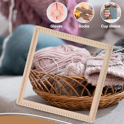 HERCHR Wooden Knitting Loom, Square Pin Loom Wooden Weaving Blanket Maker Wooden Loom Frame Weaving Loom for DIY Weaving Chunky Blanket Beginner Children Adults, 30 * 30cm - color: 30*30cm