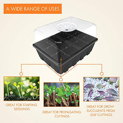 Gardzen 3 Pack Seed Starter Tray Germination Kit, Seed Starter Kit with Adjustable Humidity Dome, Plant Growing Kit 6.6" x 4.5" (12-Cell per Tray), Clear - color: Clear, size: 3-Pack