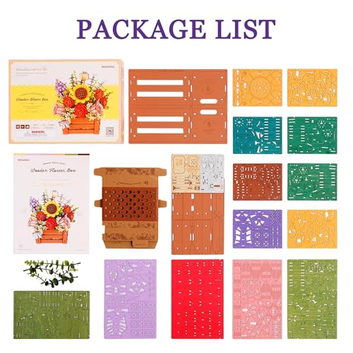 3D Wooden Flower Puzzle for Adults-Wooden Bloom Box, DIY Craft Model Kit Building Set, Botanical Decor Creative Gift for Lovers Nature Enthusiasts (658PCS)