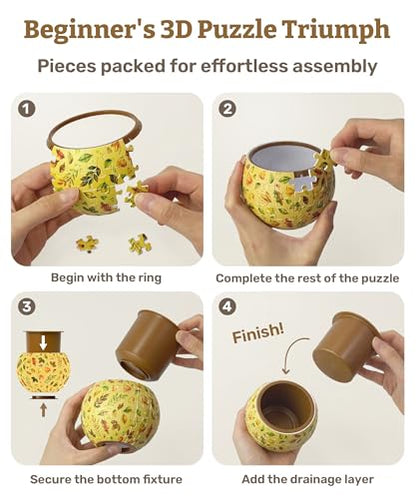 PieceRelax Unique 3D Puzzle Planter - 80 Plastic Pieces [K1117] - color: Danish Folklore Style