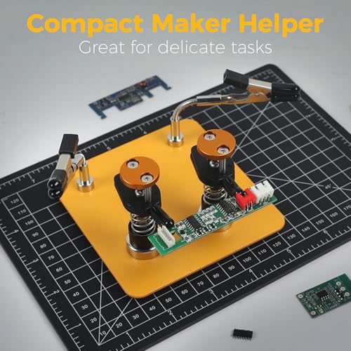 Helping Hands Clamp Metal, Adjustable Third Hand Soldering Holder Stand For Electronics, Hobby DIY, Craft, Jewelry, PCB Repair Solder Aid Station (Yellowblack, small) - color: Yellowblack, size: Small