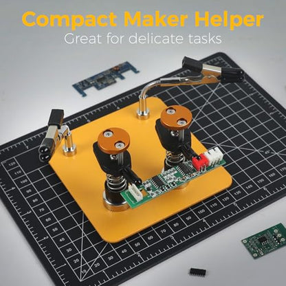 Helping Hands Clamp Metal, Adjustable Third Hand Soldering Holder Stand For Electronics, Hobby DIY, Craft, Jewelry, PCB Repair Solder Aid Station (Yellowblack, small) - color: Yellowblack, size: Small