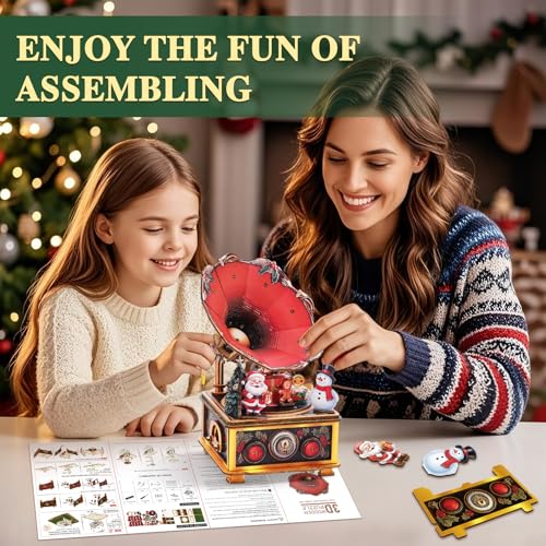 3D Wooden Puzzle Music Box for Adults-Christmas Phonograph Puzzle - color: Christmas Phonograph Puzzle