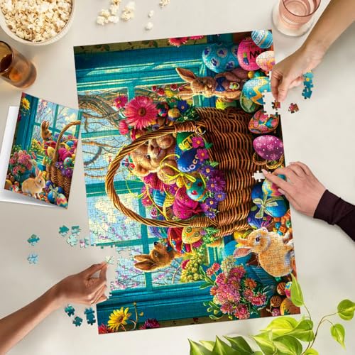 Puzzles for Adults 1000 Pieces, Jigsaw Puzzle for Adults, Fun Challenging Puzzle, A Basket of Easter Egg Wonders Puzzles Game, Interlock Perfectly No Dust, Gifts for Easter Earth Day - color: Easter Egg