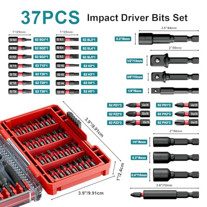36Pcs Impact Driver Bits Set with a Storage Case - style: 37Pcs Screwdriver Bits Set