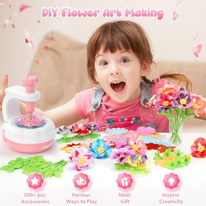 GirlsHome 300+PCS Fabric Flower Bouquets Toys, DIY Flower Making Kit - color: White Pink