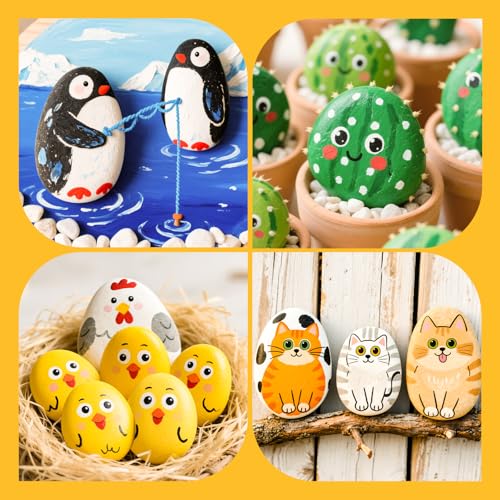 Simetufy 30Pcs Large Rocks for Painting 3.3-4.5Inch Natural River Stones - size: 3.3-4.5in -30pcs