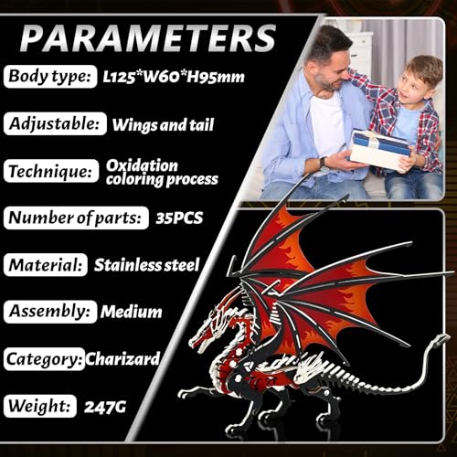 3D Metal Model Kits, Mechanical Fire Breathing Dragon 3D Puzzles - color: A2-fire Breathing Dragon