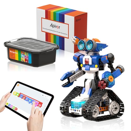 Apitor Robot J with Storage Box, Creative Robot Building Kit, 6-in-1 Programmable Robot/Tank STEM Learning Toy, Educational Coding Gifts for 7-12 Years Old Kids - style: Robot J(Storage)