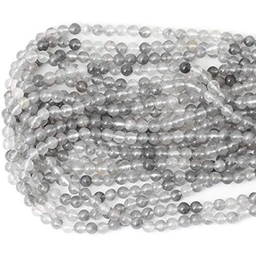60PCS 6mm Natural Cloud Crystal Gemstone Round Loose Beads Crystal Energy Stone Healing Power for Jewelry Making 1 Strand 15" - color: Cloud Crystal, size: 6mm