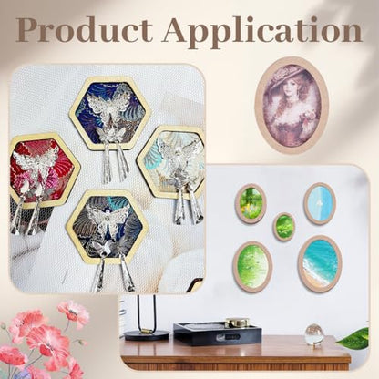 PH PandaHall 10 Sets Oval Picture Frame, Art Photo Frame Blank DIY Wood Panel Boards Geometric Cutout Frames for Home Office Store Wall Art Decor, Painting, Mosaic, Cross-Stitch, 5 Sizes - size: Oval