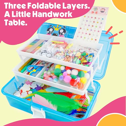 SMILESSKIDDO Kids Arts and Crafts, 1000+ PCS Craft Kits with Storage Box - color: blue