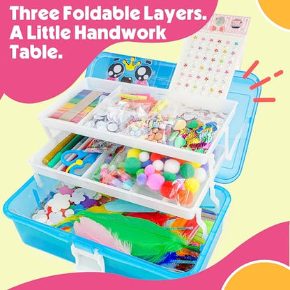 SMILESSKIDDO Kids Arts and Crafts, 1000+ PCS Craft Kits with Storage Box - color: blue