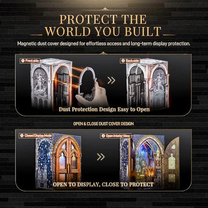 MiniCity 2-Piece Book Nook Kit Set, Miniature Dollhouse Kit for Beginner - color: Notre-dame Bacilica & St. Charles Church