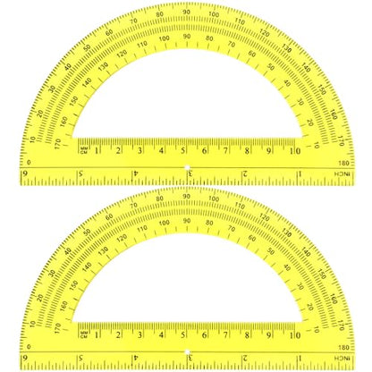 EBOOT 2 Pack Plastic Protractor 180 Degree Math Protractors 6 Inch,Yellow - color: Yellow