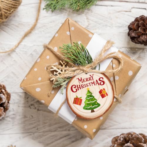 Max Fun Natural Wood Slices 30PCS 3.5-4'' Crafts DIY Wooden Christmas Ornaments Unfinished Predrilled Round Wood Circles for Arts and Crafts Centerpieces Holiday Hanging Decorations - size: 3.5"-4"