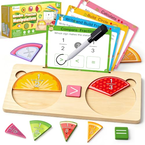 D-FantiX Wooden Fruit Fraction Manipulatives Set