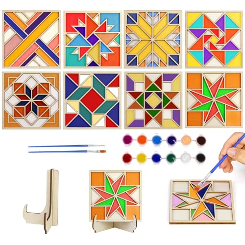 CollectHall Wooden Coasters Painting Kit with Wood Stand
