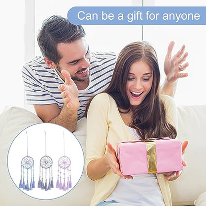 INFUNLY 6 Set Small DIY Dream Catcher Kit - Making Kit for Handmade Dream Catcher, Christmas Decor, Bag Pendant, Car Mirror Hanger, Winter Wall Hanging, Room Decor - style: 6pcs blue+purple