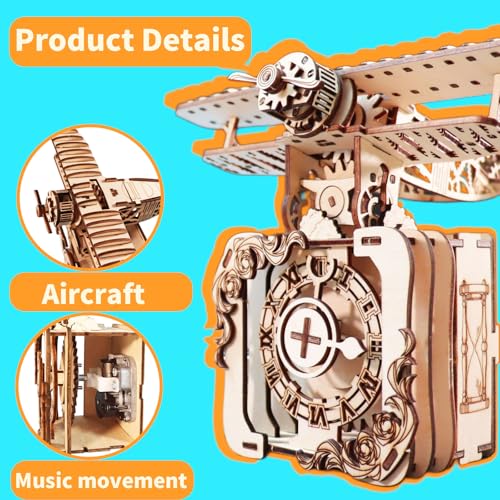 Music Park 3D Wooden Puzzle, Airplane Music Box - color: Airplane