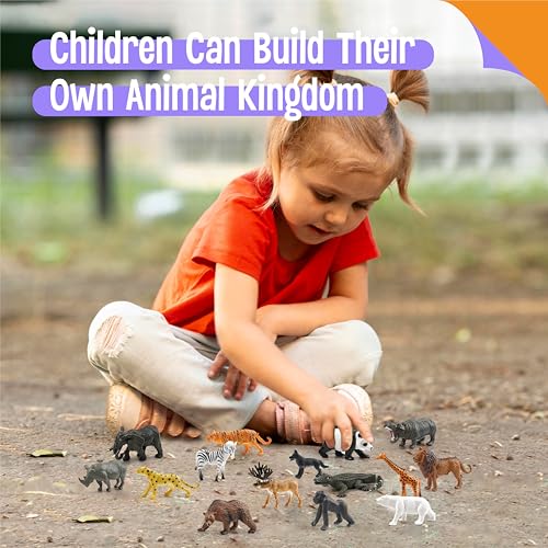 15 Wild Animal Figurines for Kids, Plastic Safari Animal Toys Tiny Portable Jungle Creature Figures Playset Montessori Toys Educational Game for Homeschool Preschool Toddler Kids - style: Wildlife (excluding cards)