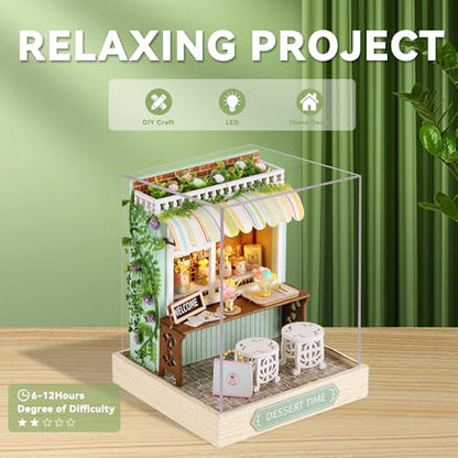 Flever Dollhouse Miniature DIY House Kit Creative Room with Furniture for Romantic Artwork Gift (Dessert Time) - color: Dessert Time