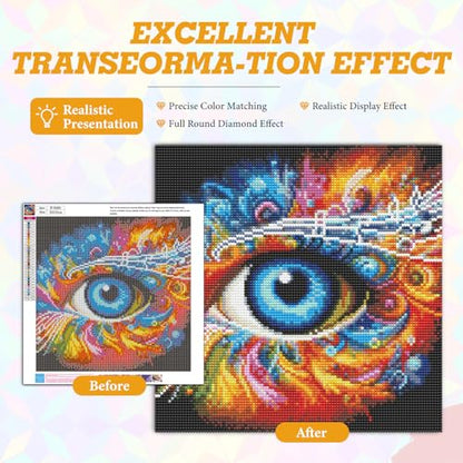 Kalonyth Eye Diamond Art Kits for Adults Beginners 14x14 in, DIY Craft Gift - color: DP-US16