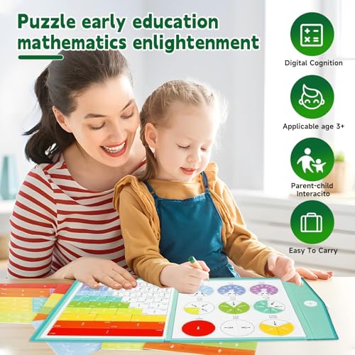 Montessori Magnetic Book Fraction Puzzle,Educational Math Fraction Manipulatives for Child,Magnetic Fraction Tiles for Elementary School,Magnetic Fraction CirclesToy for 4,5th Grade.