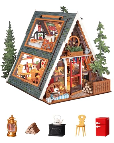 Rolife A-Frame Cabin DIY Miniature Dollhouse Kit Creative Gift for Adults