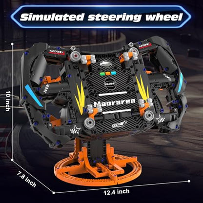 Sciencow F1 Racing Wheels Model Kit,Racing Theme Construction Building Blocks Toys, Chirstmas Birthday Gift for Ages 8-12, Home Office, Desk Deco - color: Orange