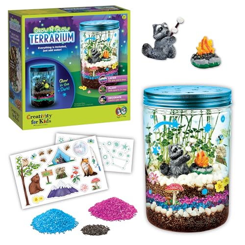 Creativity for Kids Grow 'N Glow Terrarium Kit - Educational Science Kits | Screen Free Summer Fun Activities | Gifts for Boys and Girls | Craft and STEM Projects (Ages 6+) - style: Racoon