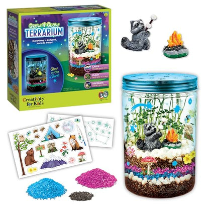 Creativity for Kids Grow 'N Glow Terrarium Kit - Educational Science Kits | Screen Free Summer Fun Activities | Gifts for Boys and Girls | Craft and STEM Projects (Ages 6+) - style: Racoon