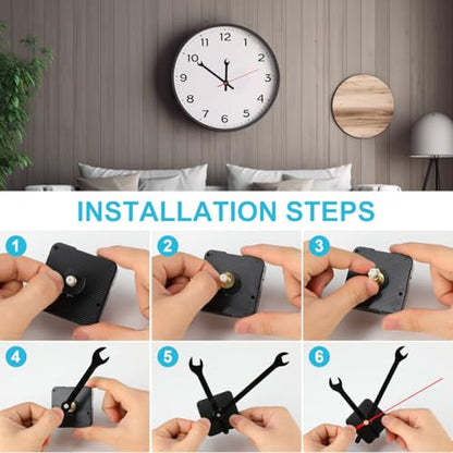 Wall Clock Mechanism Replacement, Wrench Hands and Motor Kit, Long Shaft Quartz Movements for Thick Dials, Battery Operated DIY Parts for Clock Making, Thread Length 19 mm (3/4 in) - color: Black 2