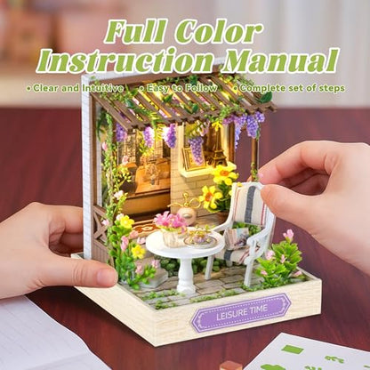 Flever Dollhouse Miniature DIY House Kit Creative Room with Furniture for Romantic Artwork Gift (Leisure Time) - color: Leisure Time