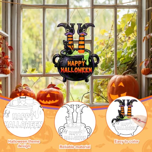 24 Pcs Halloween Coloring Wreath Crafts Color Your Own Witch Pot Crafts - color: Cauldron.24