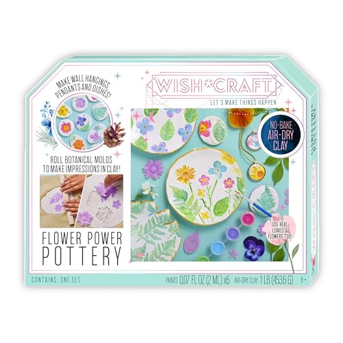 Bright Stripes Wish*Craft Flower Power DIY Pottery Kit for Ages 8+ - style: Flower Power Pottery