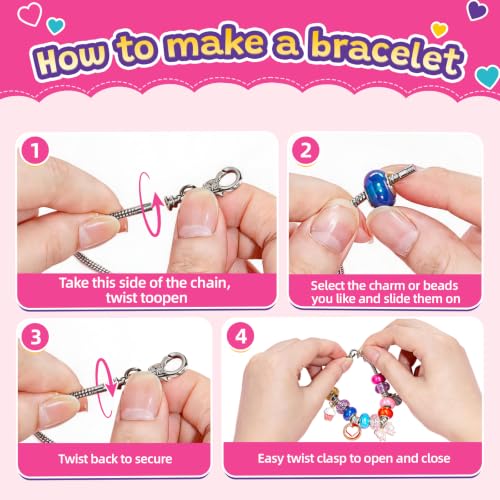 Umikk Charm Bracelet Jewelry Making Kit for Girls 8-12 Kids' Bead DIY Kit - size: 2（2.9“x5.6”）