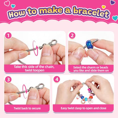 Umikk Charm Bracelet Jewelry Making Kit for Girls 8-12 Kids' Bead DIY Kit - size: 2（2.9“x5.6”）