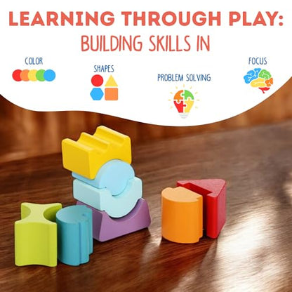 CUBIKA Flexible Tower Wooden Toy– Montessori Puzzle for Toddlers Ages 3+– Size and Shape Sorting Kids Stacking Toy– FSC-Certified Wood, German Water-Based Paints, Travel-Friendly - style: Flexible Tower