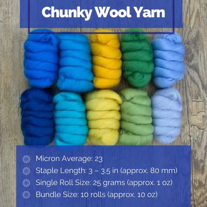 Revolution Fibers | Mixed Merino Wool Variety Pack | Perfect Wool Roving for Spinning, Needle Felting, Wet Felting, Weaving and Crafting (Summer Holiday (Multicolored), 250 Grams)