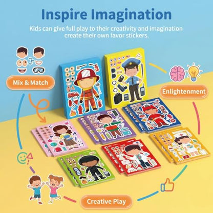 Career Make Your Own Stickers 24 Sheets, Kids Party Crafts & Learning - color: Occupationpost
