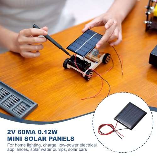 MECCANIXITY 10Pcs 2V 0.12W 60mA Mini Solar Panels with Cable | Small Polycrystalline Solar Cell Panel for DIY Electric Toy Materials Kits Charger - style: 2V 0.12W 60mA