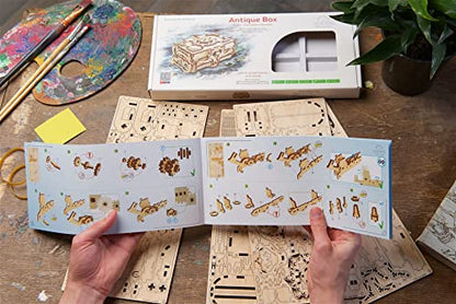 UGEARS Antique Box, Model Kit, 3D Puzzle, Wooden Model Kits for Adults Puzzle, Box DIY Kits for Adult Mechanical Models Brain Teaser